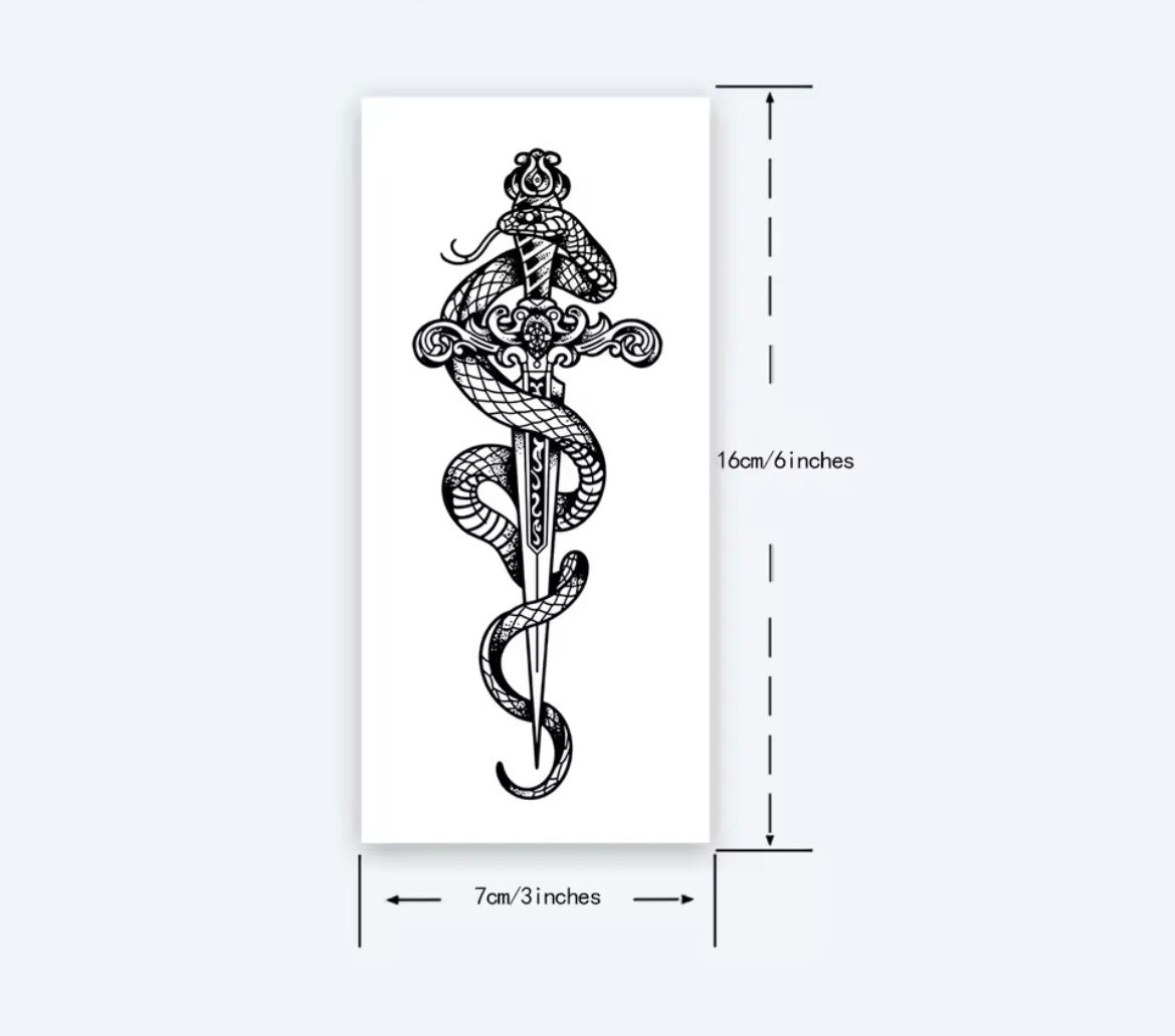 Tatouage éphémère Dague & Serpen