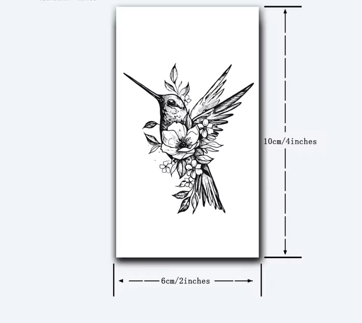 Tatouage éphémère Colibri Floral