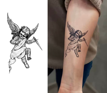 Tatouage éphémère Ange Sombre au poignard