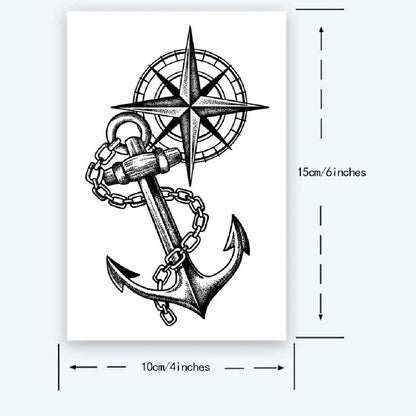 Tatouage Temporaire Ancre & Boussole – Design Marin | Effet Réaliste & Waterproof