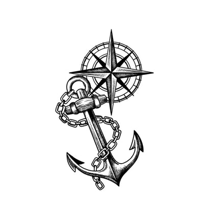 Tatouage Temporaire Ancre & Boussole – Design Marin | Effet Réaliste & Waterproof