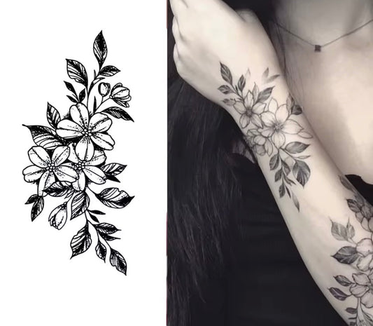Tatouage Éphémère Floral Minimaliste