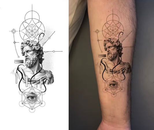 Tatouage éphémère Statue Grecque & Géométrie