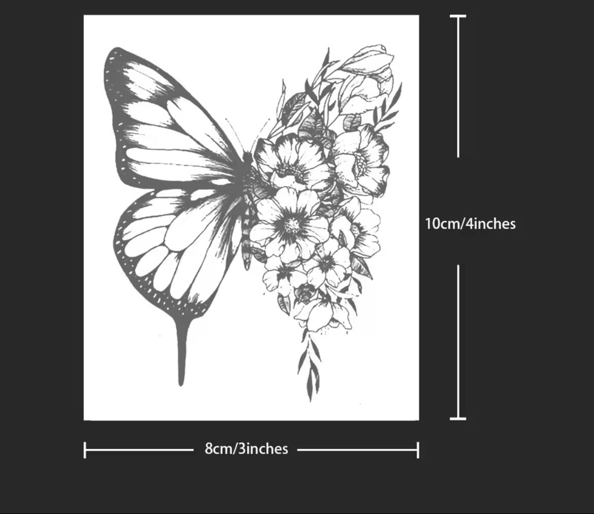Tatouage Éphémère Papillon & Fleurs