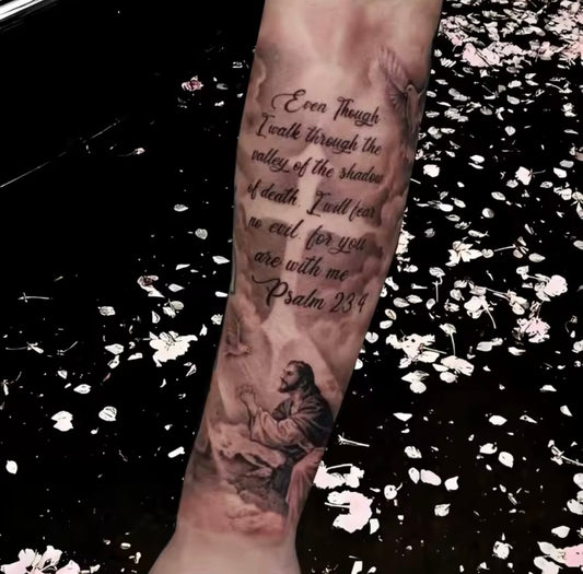 Tatouage éphémère Psaume 23:4 & Foi – Collection Spirituelle