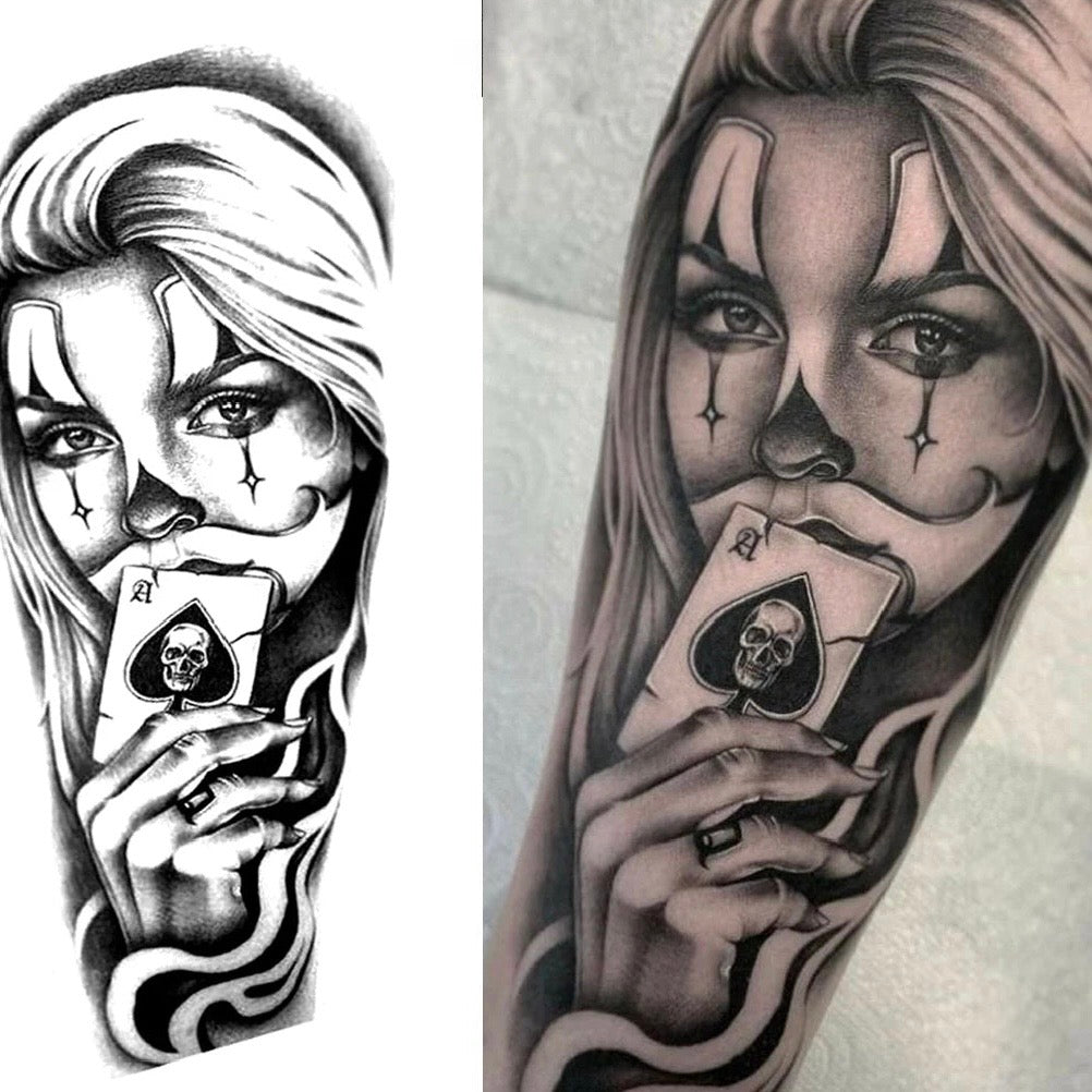 Tatouage Temporaire Femme Joker – Design Dark Art | Effet Réaliste & Waterproof
