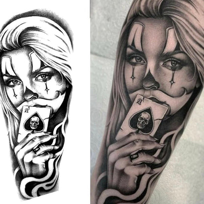Tatouage Temporaire Femme Joker – Design Dark Art | Effet Réaliste & Waterproof