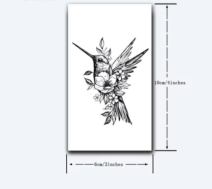 Tatouage éphémère Colibri Floral