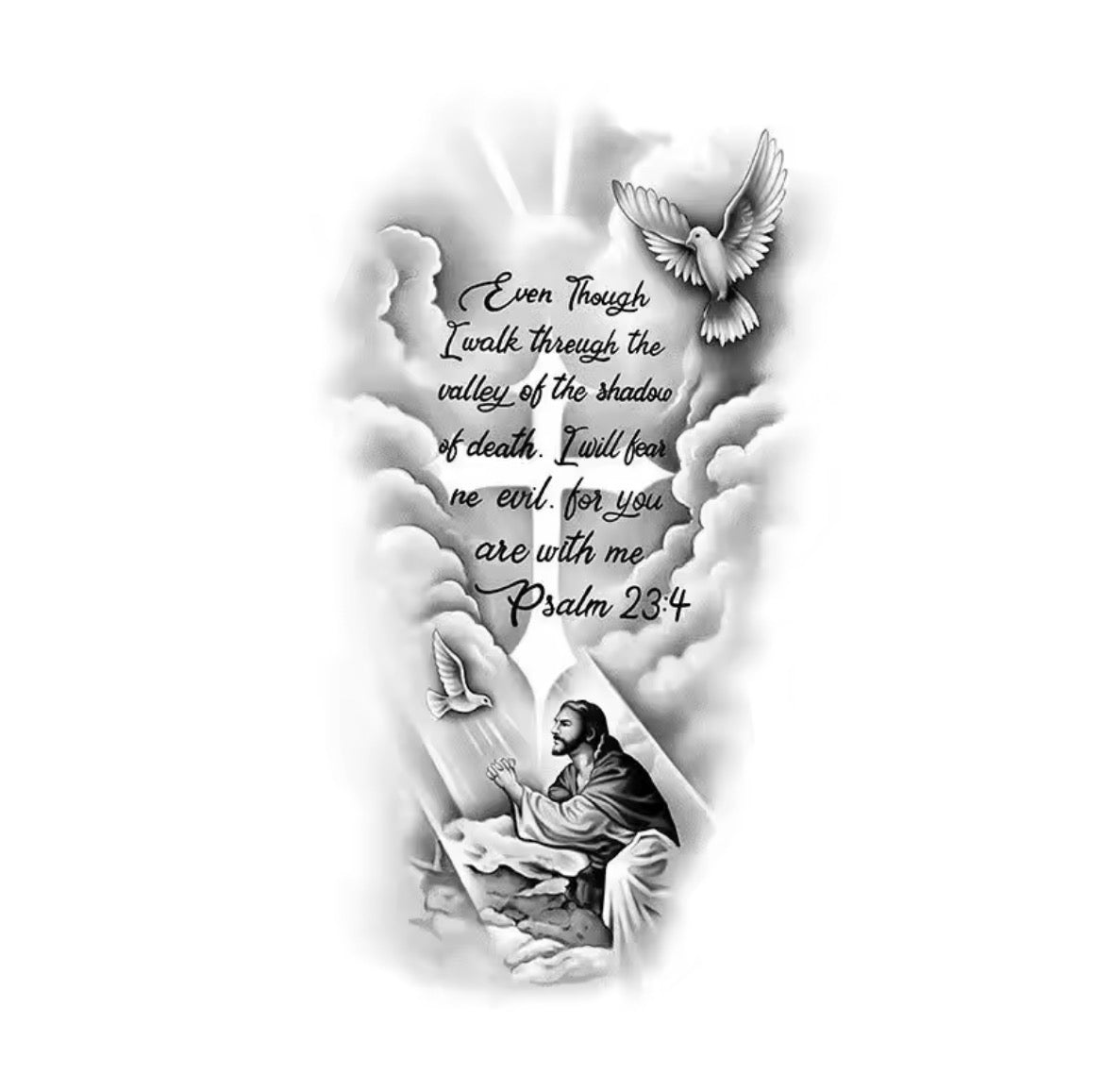 Tatouage éphémère Psaume 23:4 & Foi – Collection Spirituelle