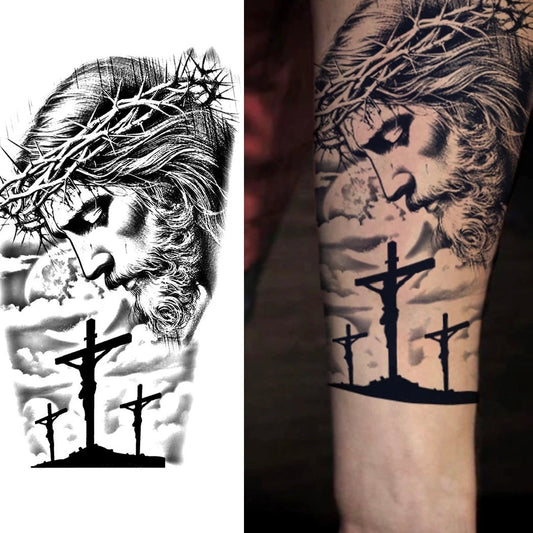 Tatouage Temporaire Couronne d’Épines – Jésus Christ | Effet Réaliste & Waterproof