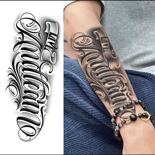 Tatouage éphémère Calligraphie & Lettrage – Collection Élégance
