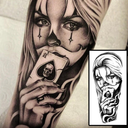 Tatouage Temporaire Femme Joker – Design Dark Art | Effet Réaliste & Waterproof