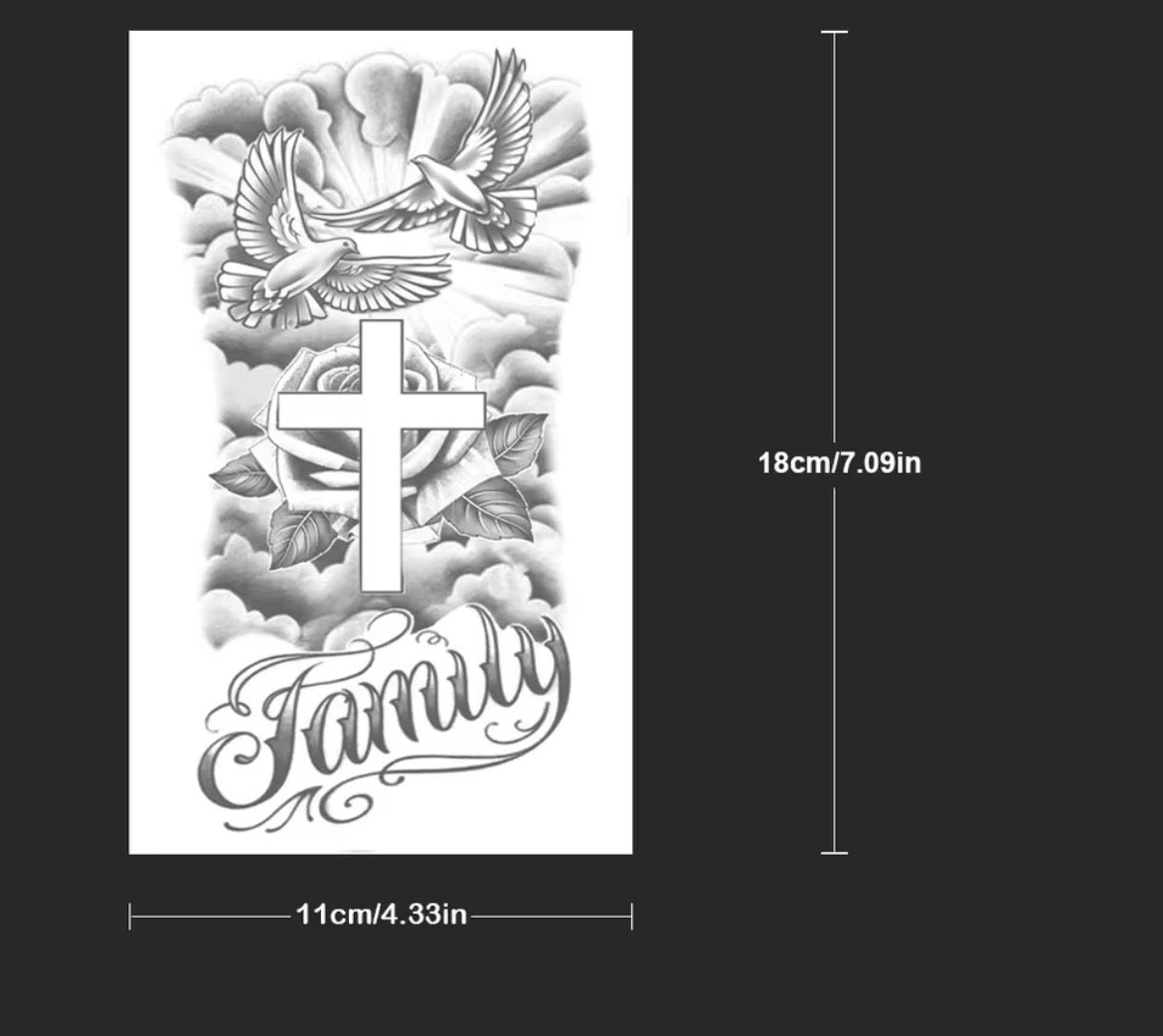Tatouage éphémère Croix & Colombe Family – Collection Spirituelle