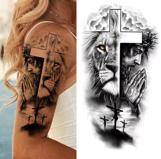 Tatouage Temporaire Lion & Jésus