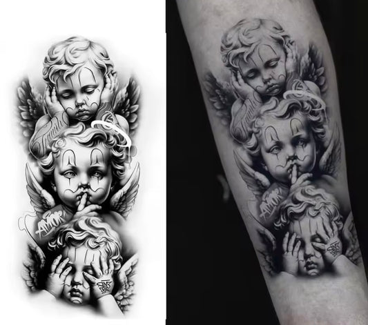 Tatouage Temporaire Avant-Bras – Anges Symboliques (1 à 2 Semaines)