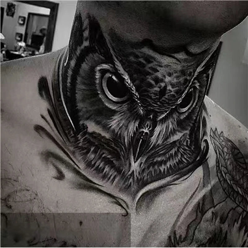 Tatouage Temporaire Hibou Réaliste – Symbole de Sagesse & Mystère | Waterproof & Ultra Réaliste
