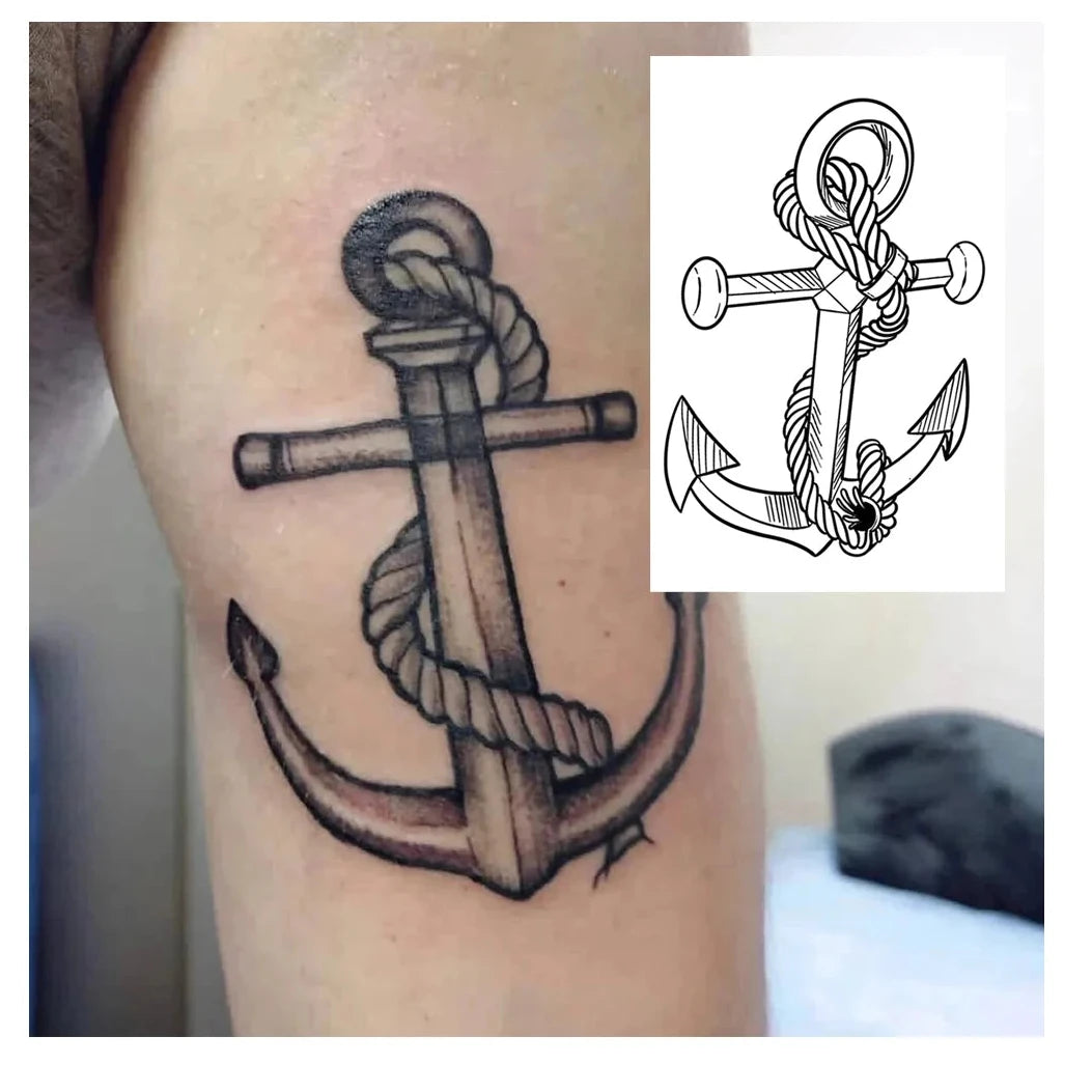 Tatouage Temporaire Ancre Marine – Symbole de Force & Stabilité | Effet Réaliste & Waterproof