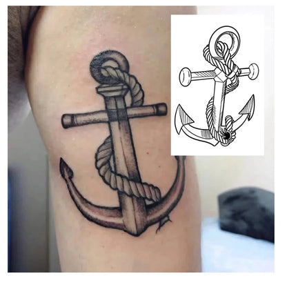 Tatouage Temporaire Ancre Marine – Symbole de Force & Stabilité | Effet Réaliste & Waterproof