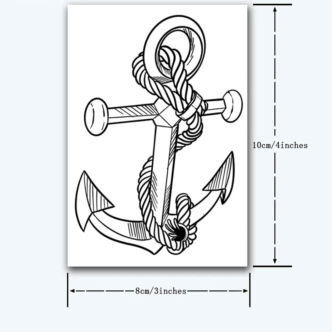Tatouage Temporaire Ancre Marine – Symbole de Force & Stabilité | Effet Réaliste & Waterproof