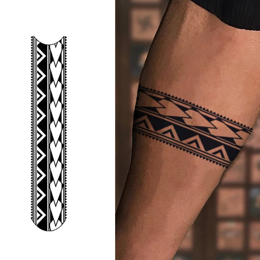 Tatouage Temporaire Bracelet Tribal – Motifs Géométriques | Effet Réaliste & Waterproof