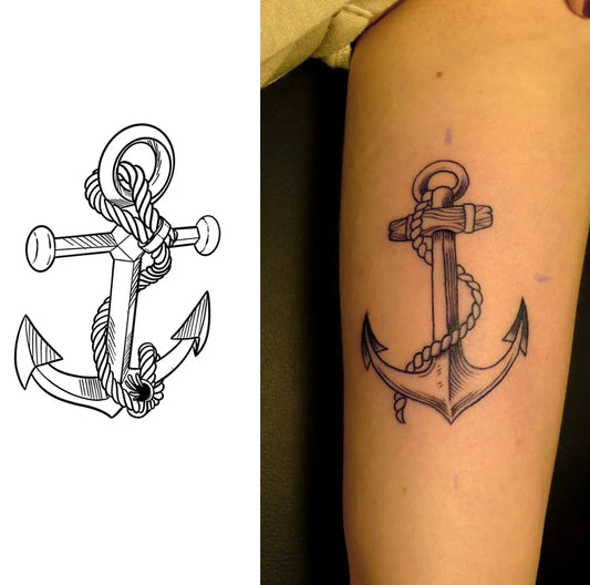 Tatouage Temporaire Ancre Marine – Symbole de Force & Stabilité | Effet Réaliste & Waterproof